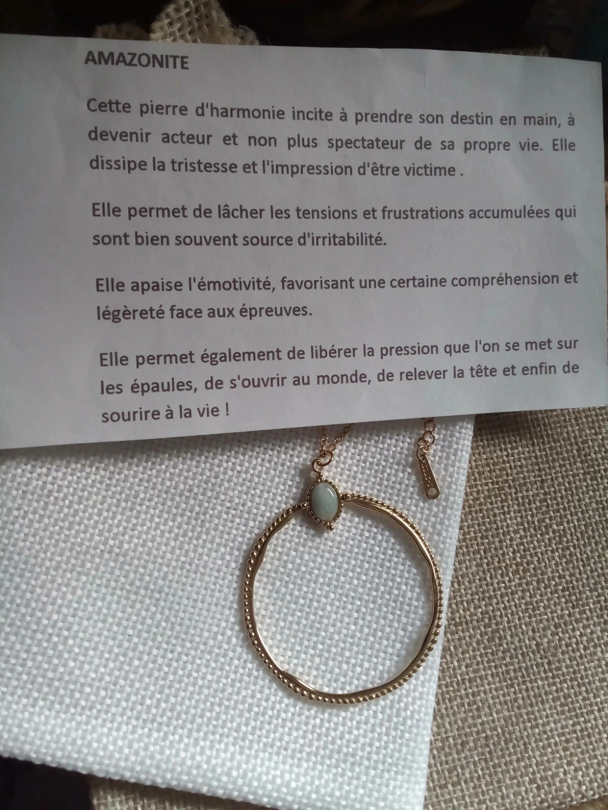 Collier bohème anneau et pierre d'amazonite – photo 3